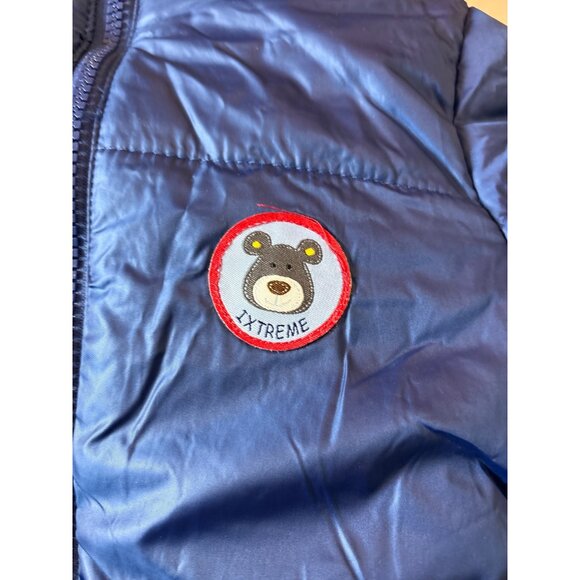 Baby Blue Puffer Snowsuit With Hood & Bear Patch 12-18 months - Picture 3 of 13